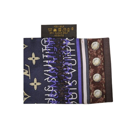 Louis Vuitton Womens LV Monogram Map Bandeau Blue Ombre Silk Neck Tie Scarf - Picture 9 of 10